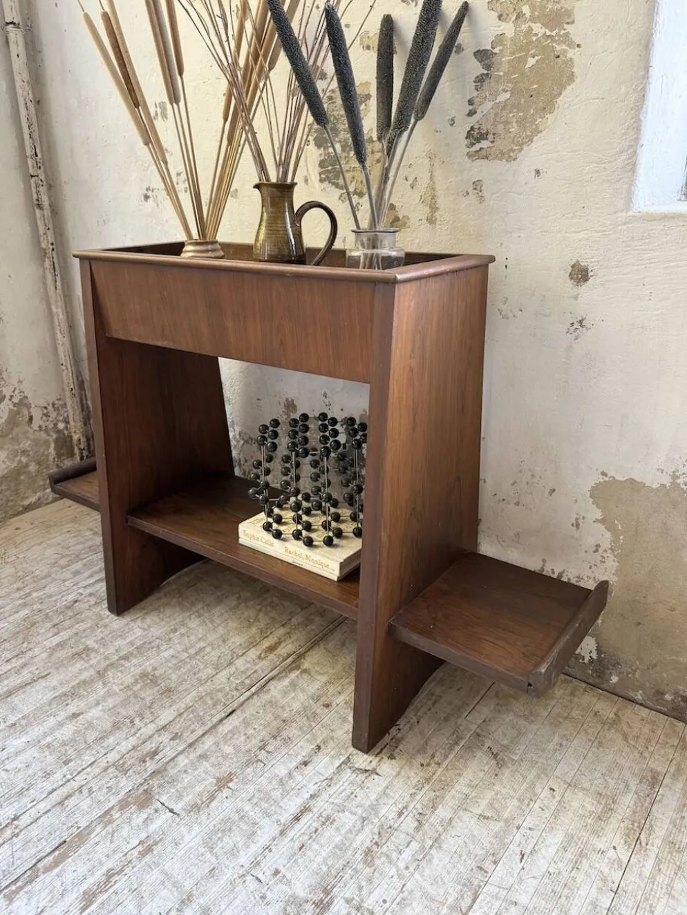 Jardinière années 50 palissandre constructiviste