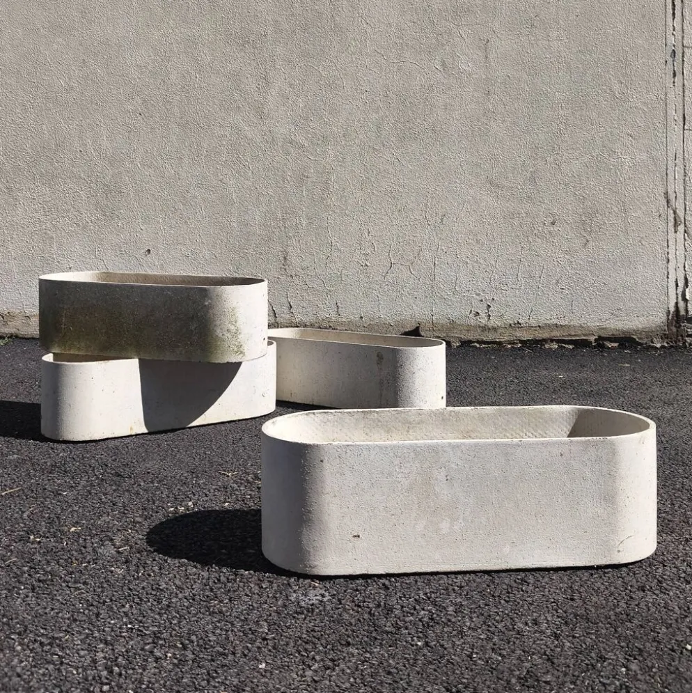 4 jardinières fibrociment Eternit, design Willy Guhl