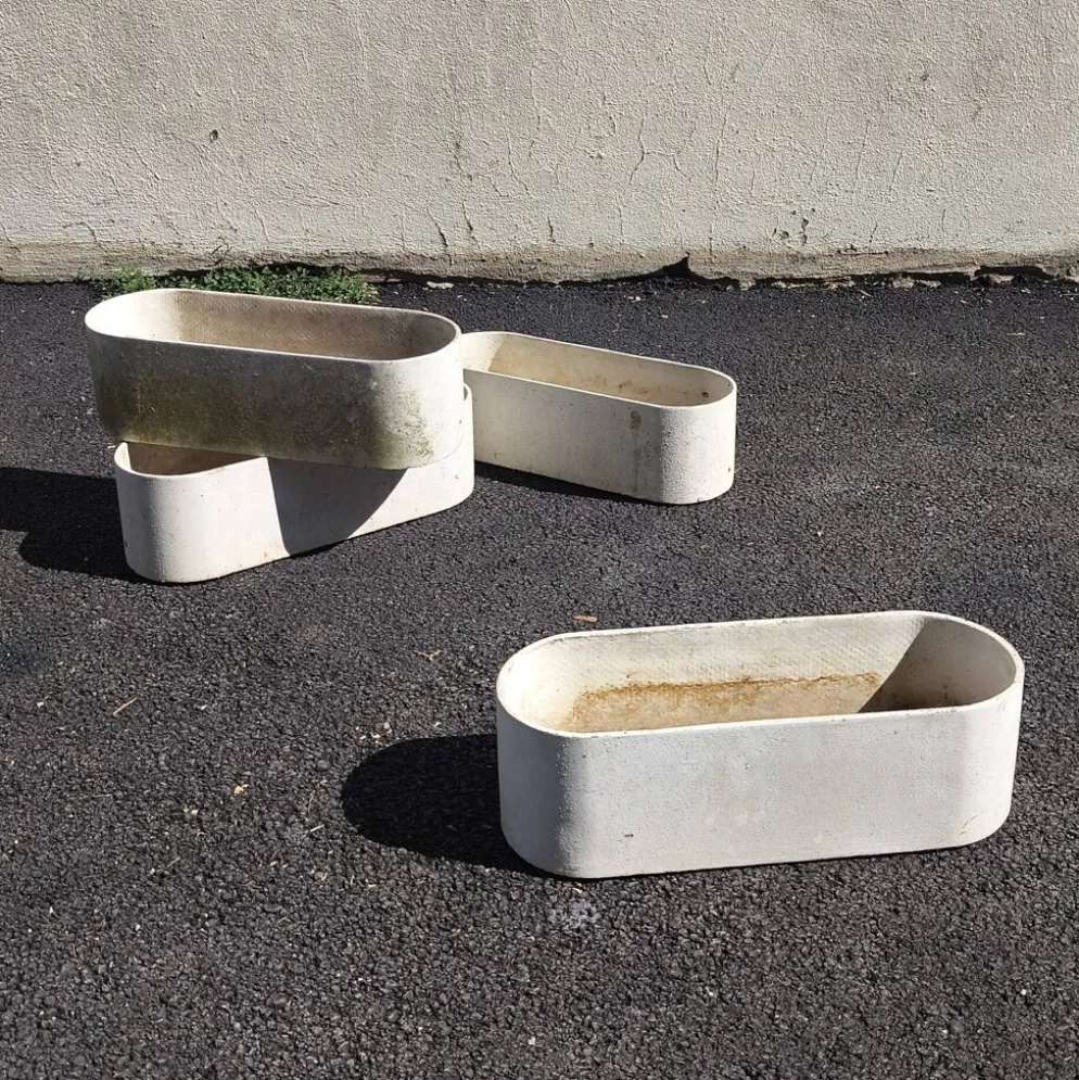 4 jardinières fibrociment Eternit, design Willy Guhl