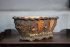 Jardinière Terracotta brutaliste imitation tronc d'arbre, cache-pot, campag