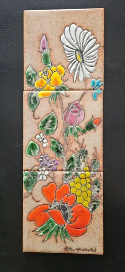Jean-Paul ARNONE- Vallauris Frise de 3 Carreaux De Faïence Année 1960