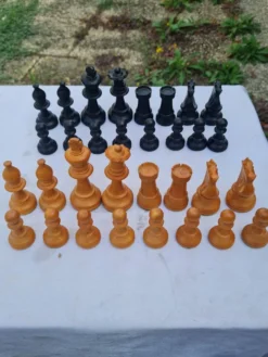 Jeu d'échecs vintage Staunton Français en buis massif – Taille 4
