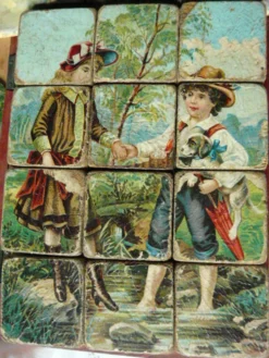 Jeu de cubes en bois XIXème