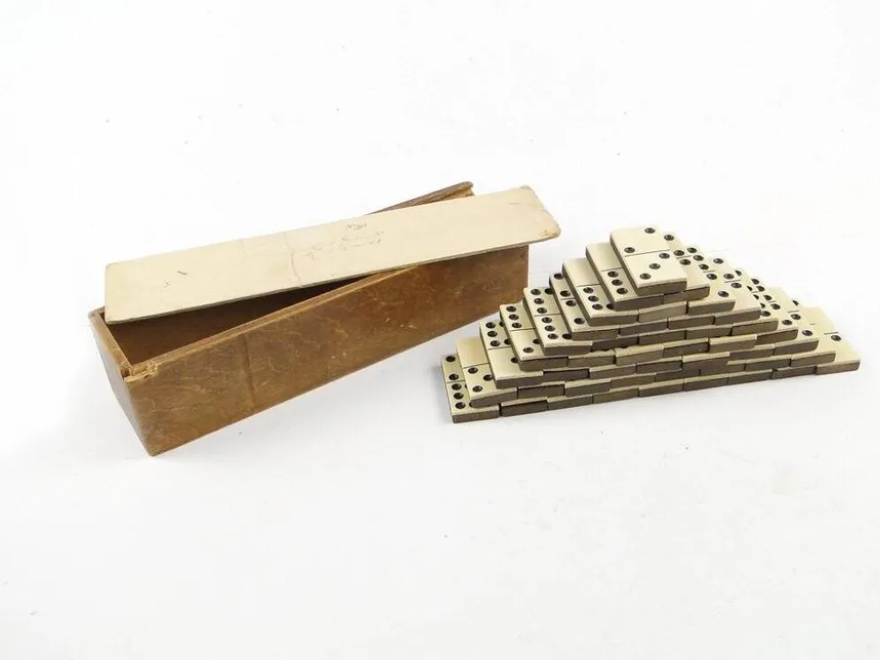 Jeu de dominos postmoderne, Pologne, années 1950, ensemble de 28.