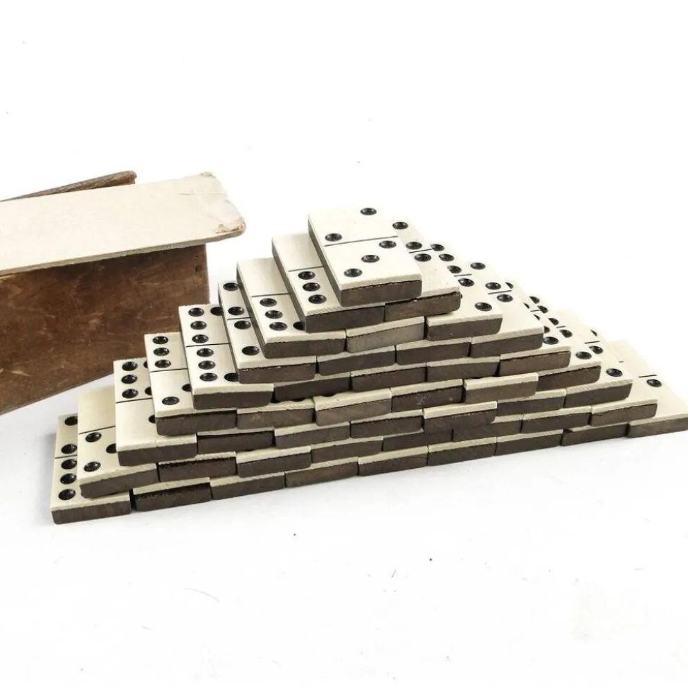 Jeu de dominos postmoderne, Pologne, années 1950, ensemble de 28.