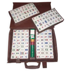 Jeu de mah-jong vintage complet avec mallette en skaï