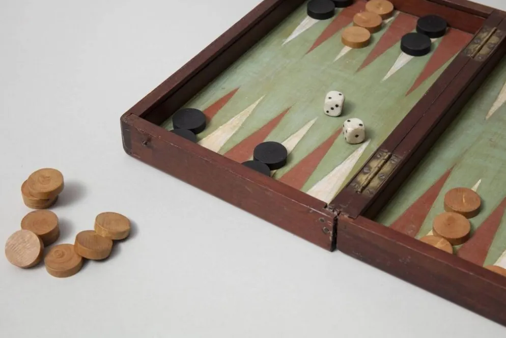 Jeu de voyage backgammon et dames vers 1920