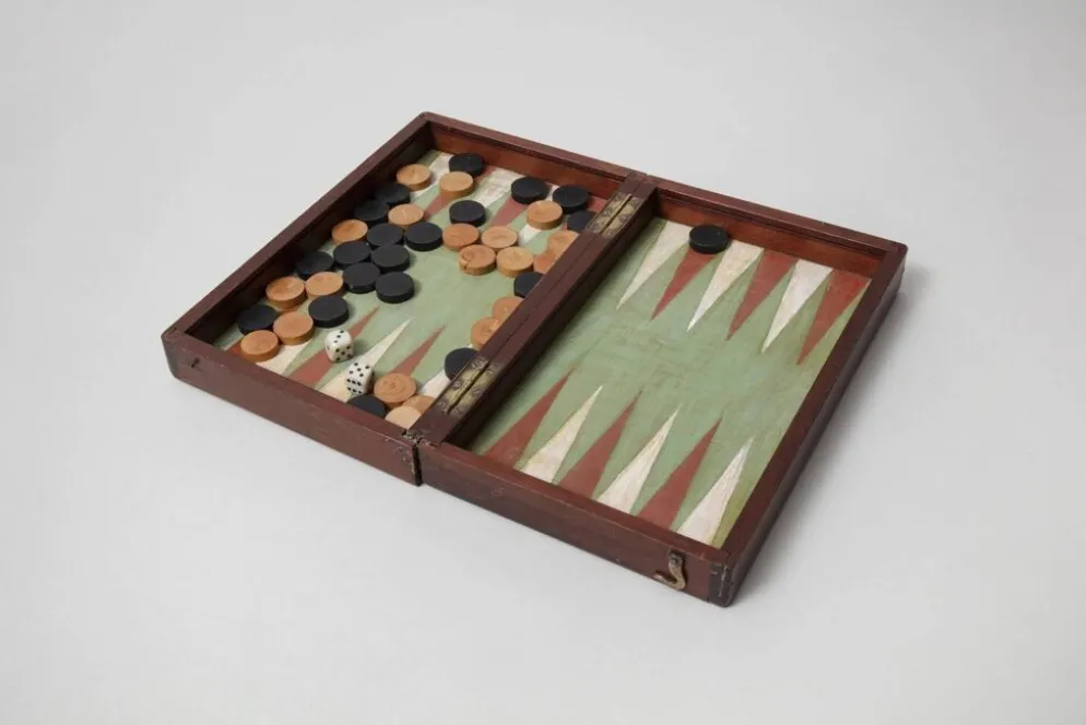 Jeu de voyage backgammon et dames vers 1920