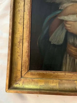 Jeune femme à la colombe . Portrait du 19e imitant une peinture classique