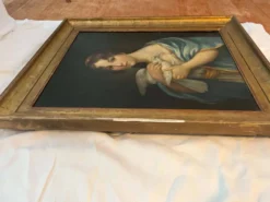 Jeune femme à la colombe . Portrait du 19e imitant une peinture classique