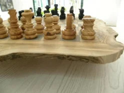 Jeux d'échec en bois d'olivier massif rustique échiquier artisanale