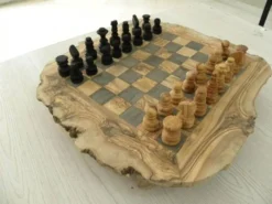 Jeux d'échec en bois d'olivier massif rustique échiquier artisanale