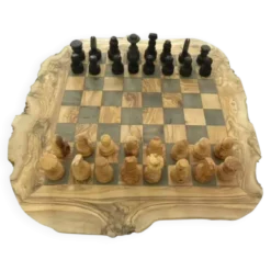 Jeux d'échec en bois d'olivier massif rustique échiquier artisanale