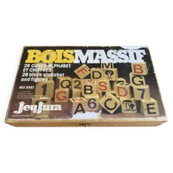 Jouet Jeu Ancien JEU JURA Bois Massif 28 Cubes + Boîte Origine Vintage