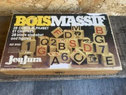 Jouet Jeu Ancien JEU JURA Bois Massif 28 Cubes + Boîte Origine Vintage
