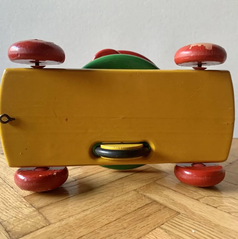 Jouet à tirer en bois vintage - Champignon - 1960