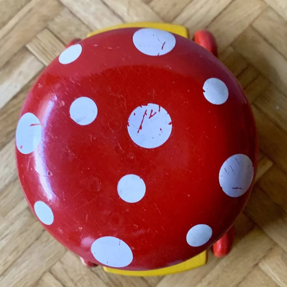 Jouet à tirer en bois vintage - Champignon - 1960