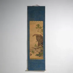Kakejiku ancien japonais de rapace en couleur sur papier – Japon, vers 1900