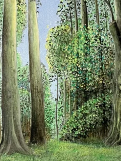 Kaki Brunet (1926-2012) "Printemps au bois" huile sur toile