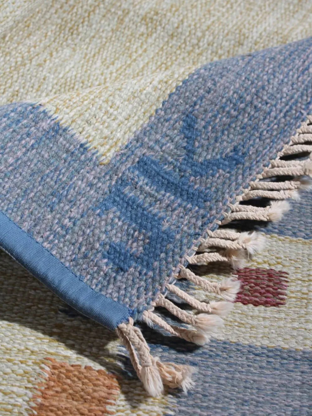 Karin Jönsson Tapis kilim géométrique en laine suédois du milieu du siècle 171x252cm