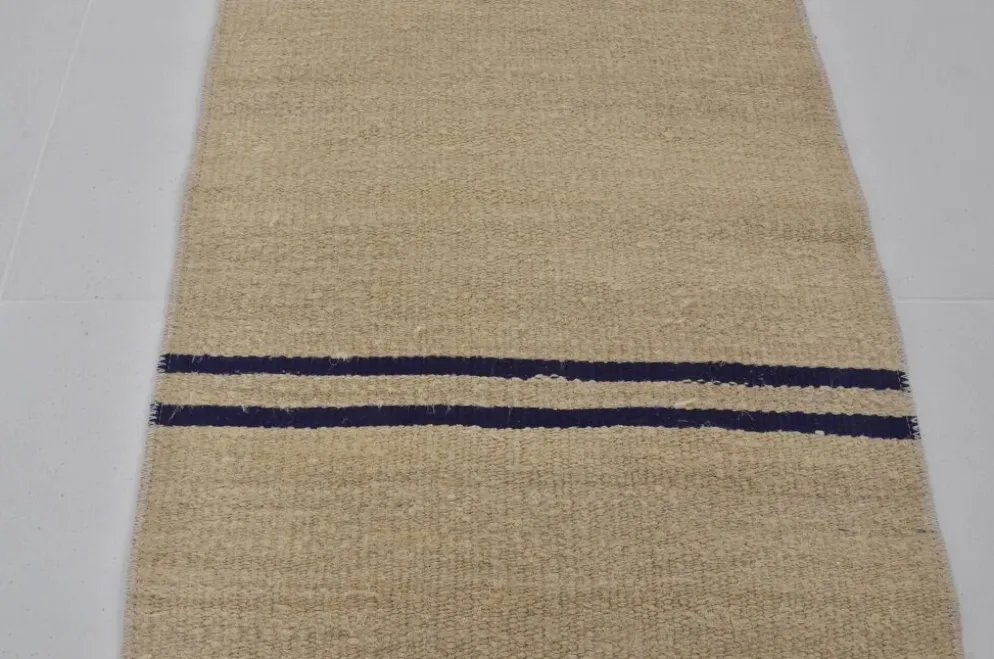 Kilim en chanvre anatolien blanc cassé sku 3928