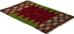 Kilim Turc Vintage Anatolien Rouge et Vert 205 x 124 cm