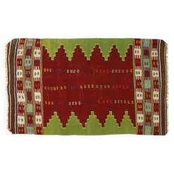 Kilim Turc Vintage Anatolien Rouge et Vert 205 x 124 cm