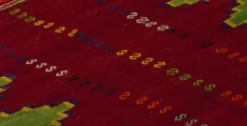 Kilim Turc Vintage Anatolien Rouge et Vert 205 x 124 cm