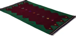Kilim Turc Vintage Anatolien Rouge et Vert 260 x 143 cm
