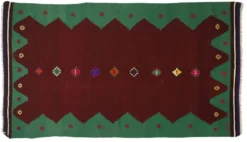 Kilim Turc Vintage Anatolien Rouge et Vert 260 x 143 cm