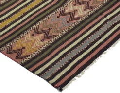 Kilim turc vintage graphique à frises géométriques 264 x 137 cm