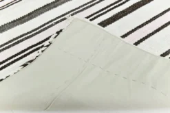 Kilim Turc Vintage Rayé Blanc et Brun, Tapis Bohème Tissé Main, 175x220Cm
