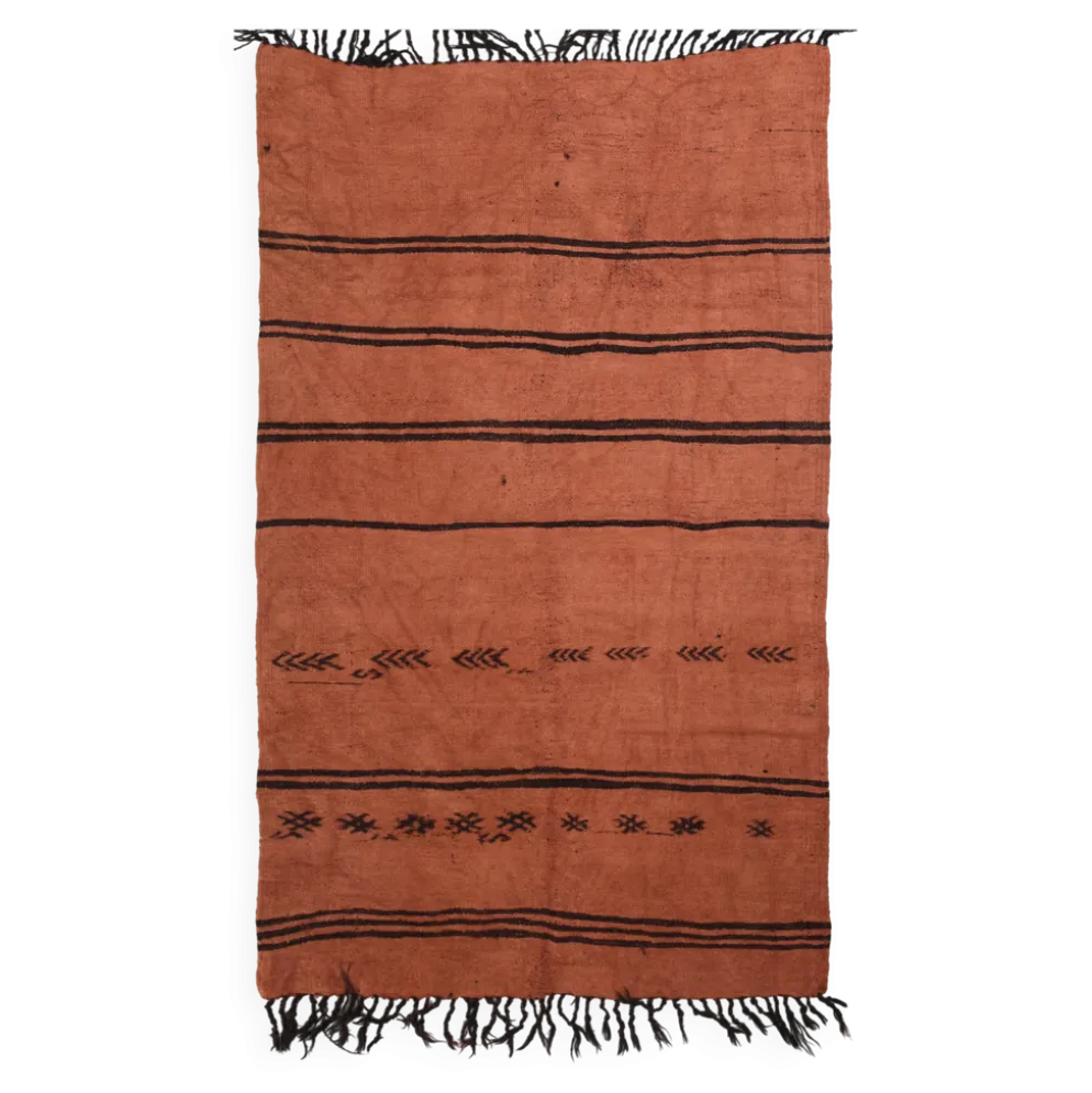 Kilim Turc Vintage Terracotta, Motif Tribal, Tapis Chambre Bohème, 147x245Cm