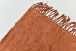 Kilim Turc Vintage Terracotta Uni, Tapis Naturel pour Salon et Chambre