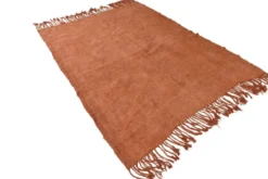 Kilim Turc Vintage Terracotta Uni, Tapis Naturel pour Salon et Chambre