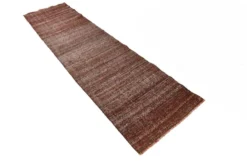 Kilim Vintage Turc Rouge Brique, Tissé Main, Style Rustique Moderne, 82x315