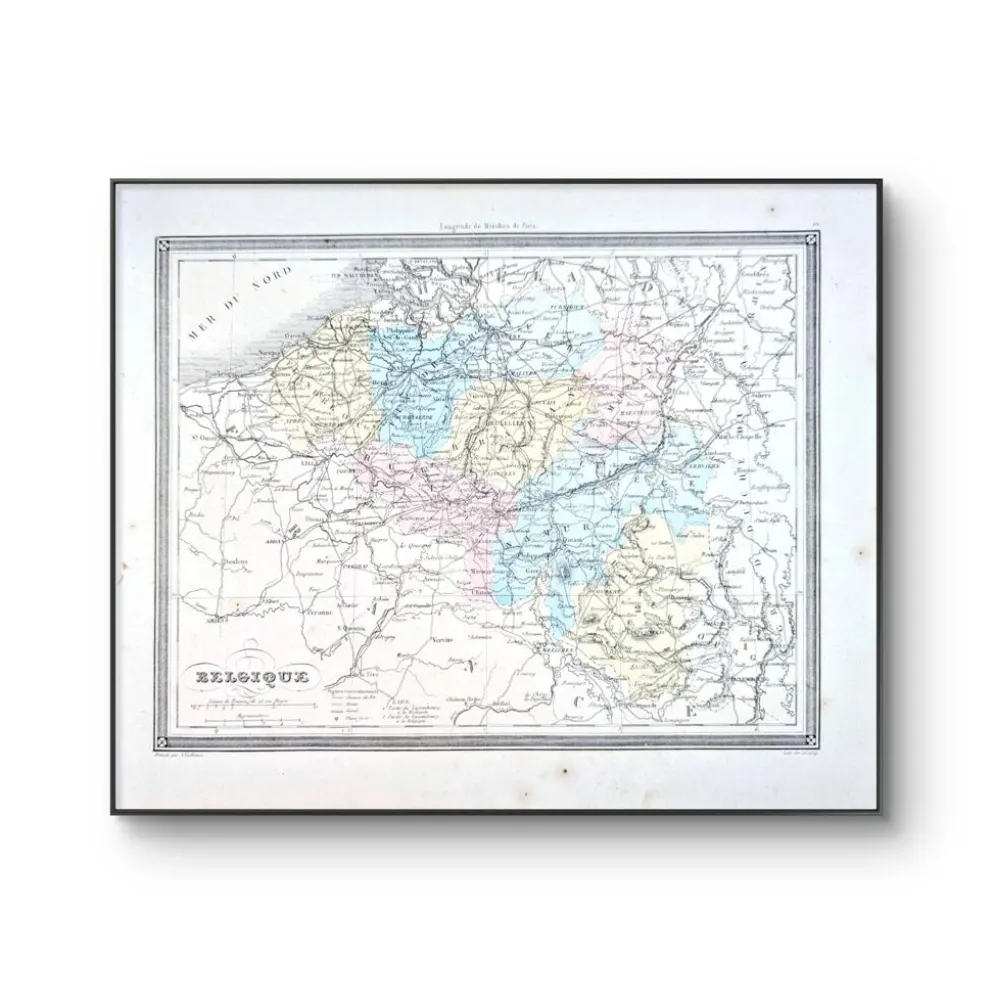 La Belgique, carte ancienne, imprimée en 1852.