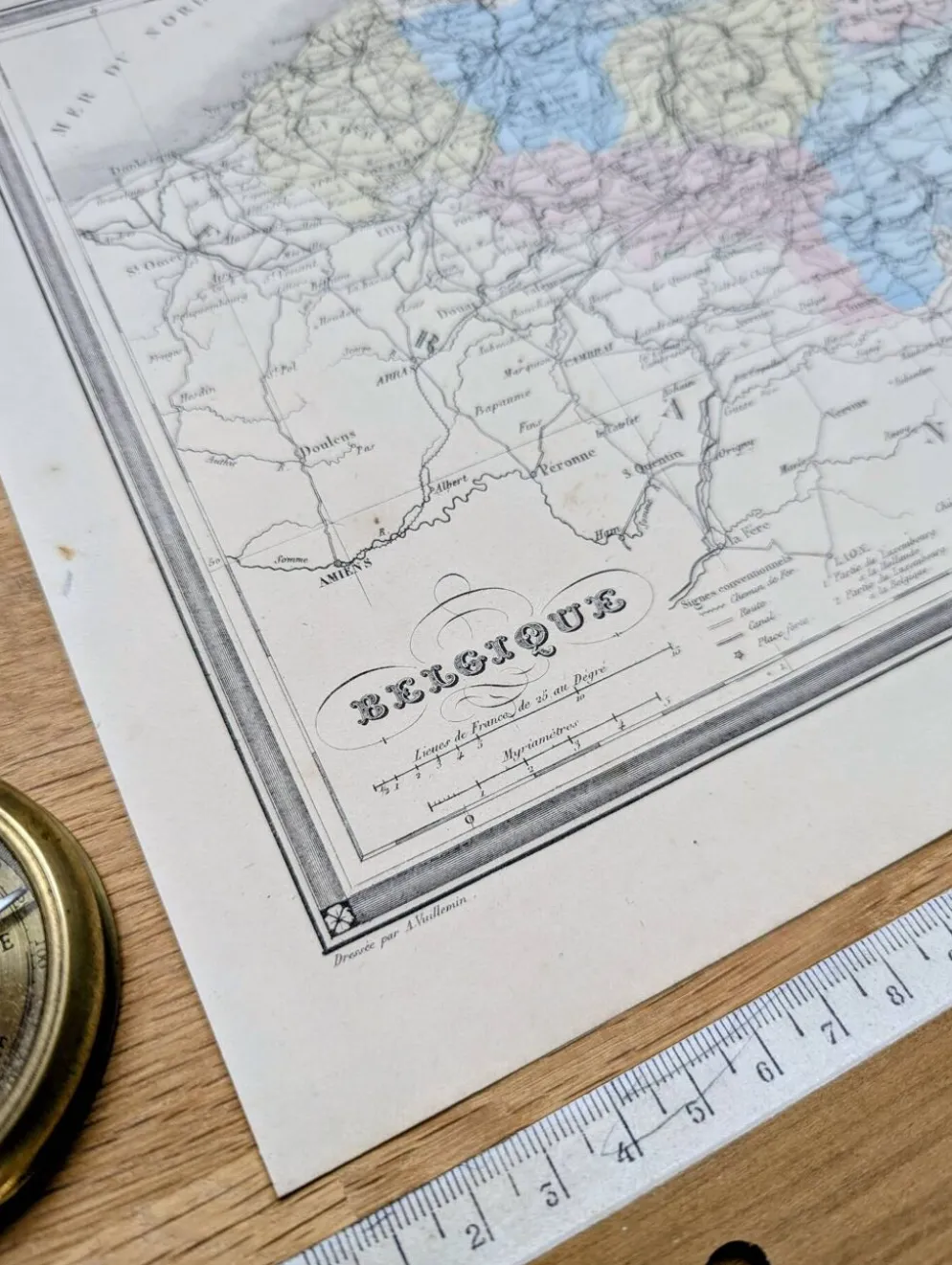 La Belgique, carte ancienne, imprimée en 1852.