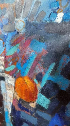 La coupe de fruits. Grande huile sur panneau 130 x 90cm .Ange Tomaselli