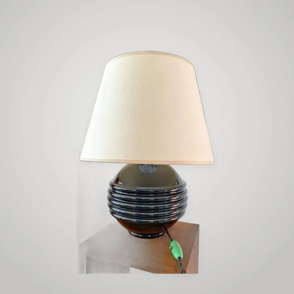 Lampe Art Déco en opaline noire –Jacques Adnet - élégance des années 30