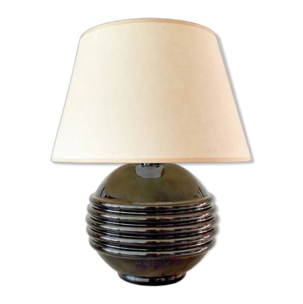 Lampe Art Déco en opaline noire –Jacques Adnet - élégance des années 30