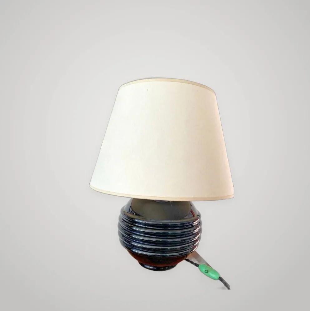 Lampe Art Déco en opaline noire –Jacques Adnet - élégance des années 30