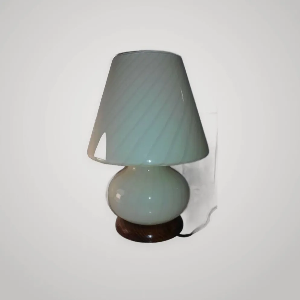 Lampe champignon murano spirale couleur ocre ans 70 vintage glass be