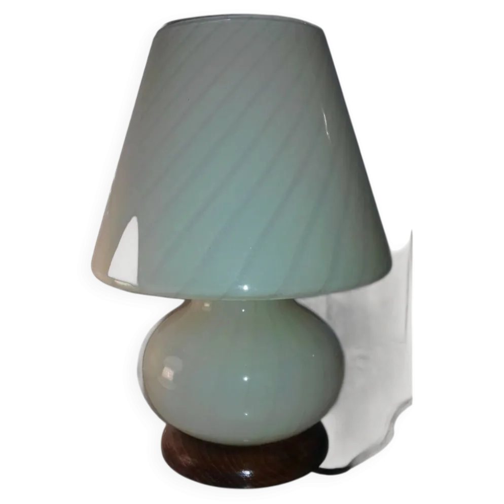 Lampe champignon murano spirale couleur ocre ans 70 vintage glass be