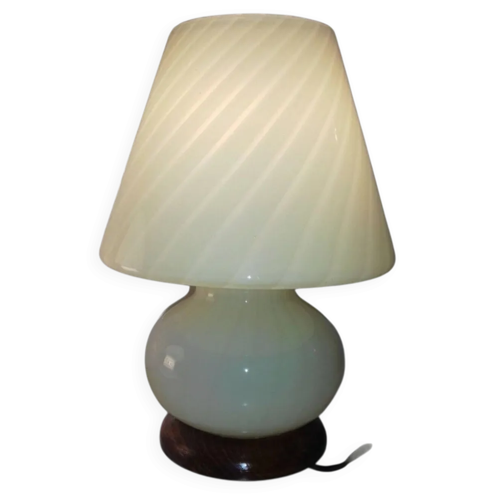 Lampe champignon murano spirale couleur ocre ans 70 vintage glass be