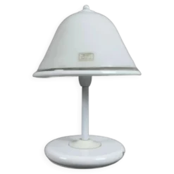 Lampe de table champignon en verre Murano et métal blanc, 1970