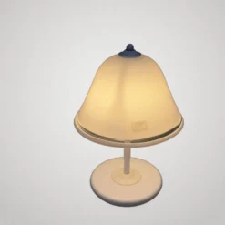 Lampe de table champignon en verre Murano et métal blanc, 1970