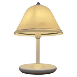 Lampe de table champignon en verre Murano et métal blanc, 1970