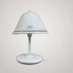 Lampe de table champignon en verre Murano et métal blanc, 1970