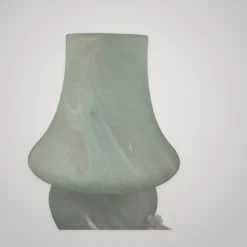 Lampe de table en verre de murano champignon bleu blanc design moderniste 1